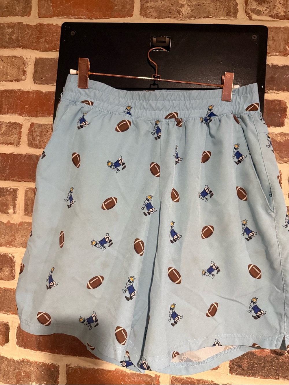 GOAT USA Light Blue Football-Print Men’s Athletic Shorts